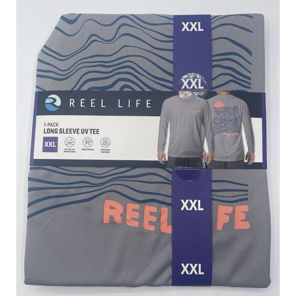 Reel Life Shirt Mens‎ Size XXL 2XL Gray Long Sleeve UPF Sun Protection